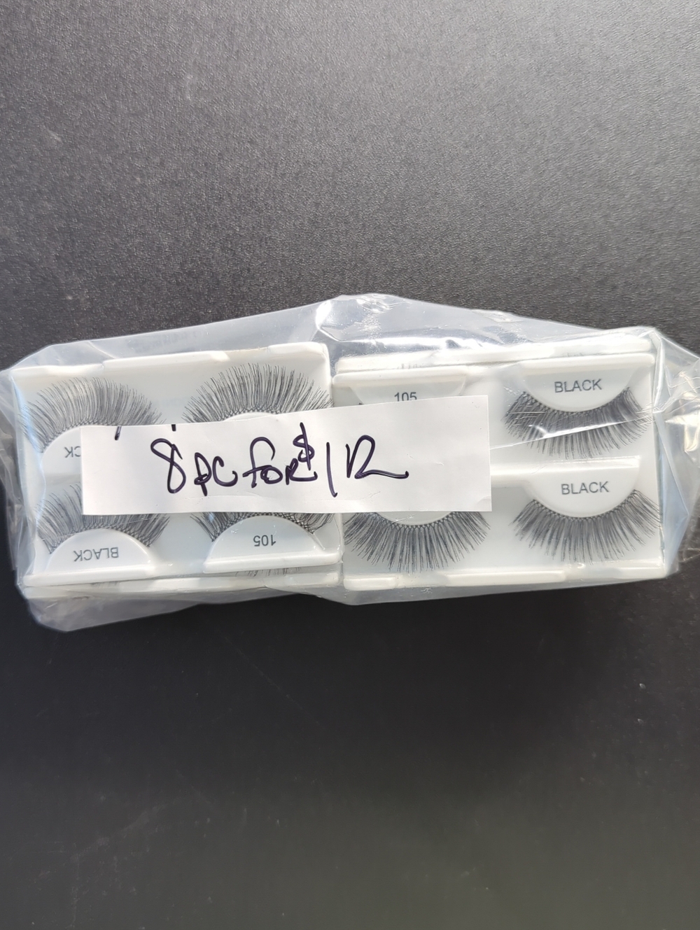 Pack of Black False Eyelashes - Multiple Pairs 8pc Bundle
